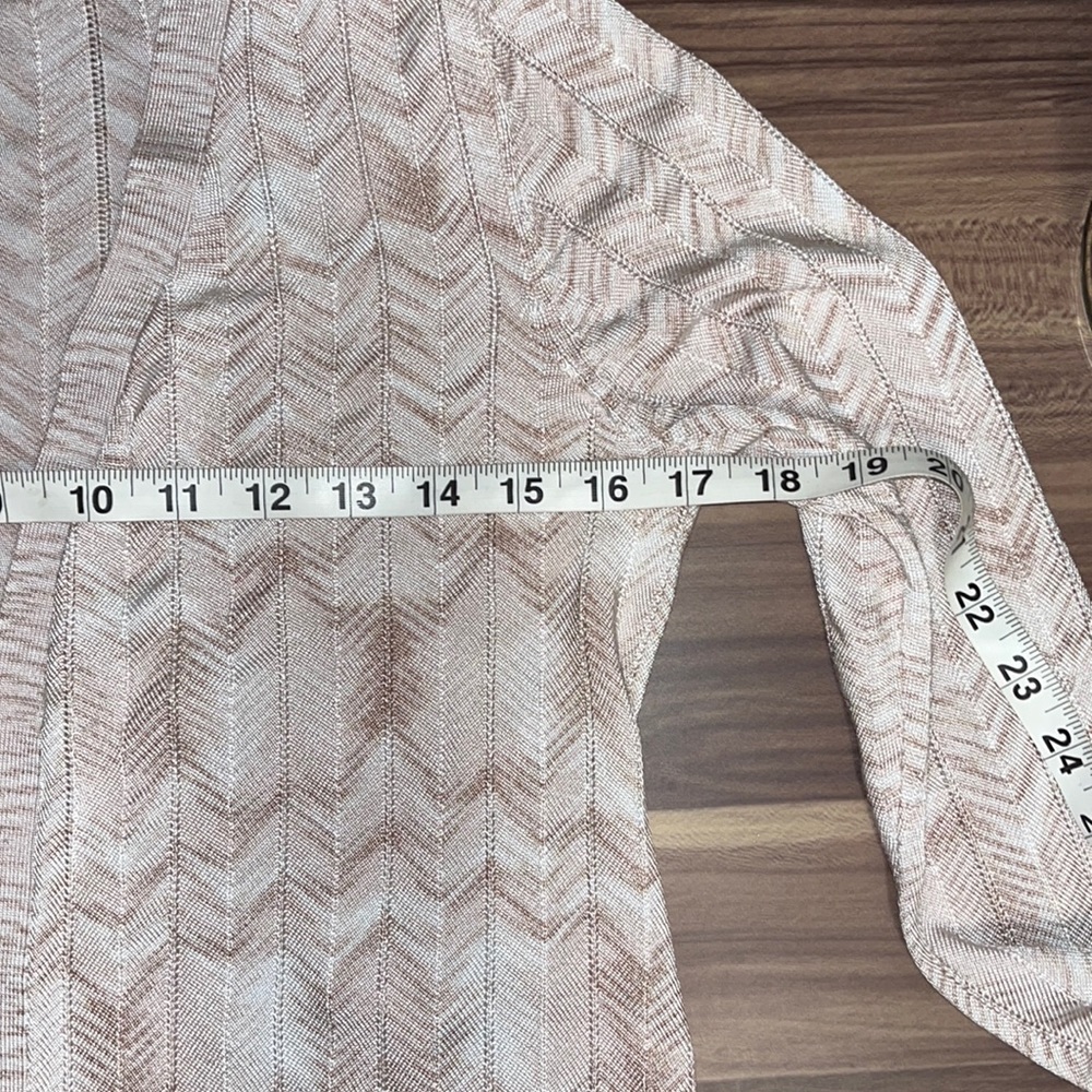 WHBM Chevron Pointelle beige open front long cardigan - Picture 10 of 16